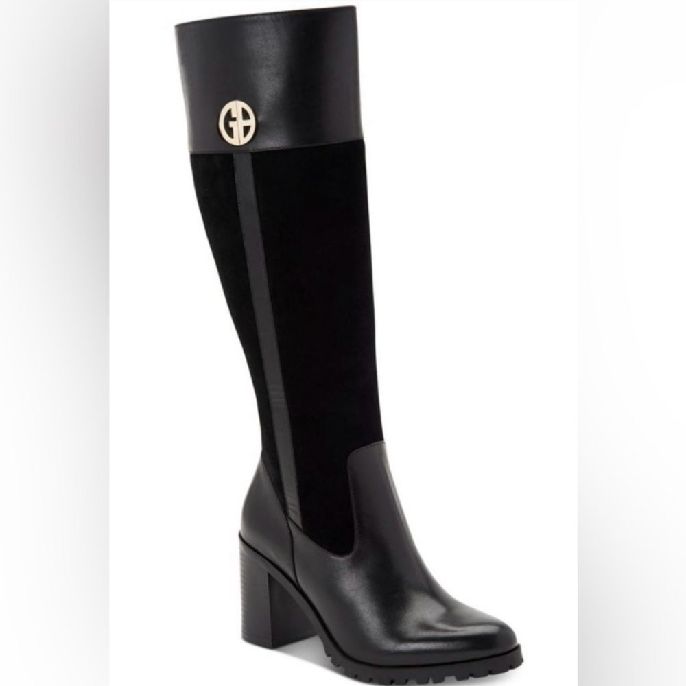 Giani Bernini | GB Kaidyn Black Genuine Leather & Suede Knee High Boots NWOB 7.5